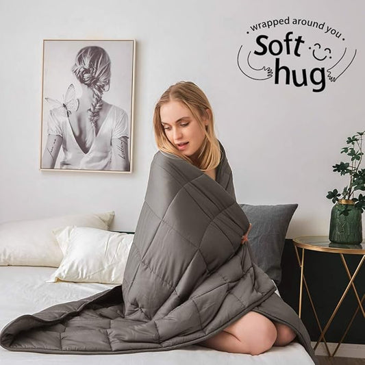 Dornroscn Weighted Blanket with Rayon | 20lbs-60’’x80’’- Queen Size Bed for Adults | Cooling Heavy Blanket Premium Glass Bead for Hot & Cold Sleepers, Dark Grey