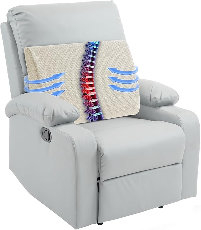 HOMBYS Lumbar Support Pillow for Recliner Chair, Memory Foam Back Support Cushion for Elderly,Extra Large Lumbar Support Pillow,Thick Backrest for Home Reading (Khaki, 20“x13.5"x5")