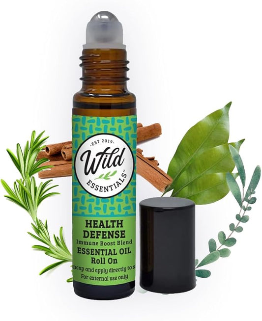 Health Defense 10ml Roll On, Immune Booster, Organic Jojoba Oil, Made with 100% Pure Essential Oils, Ready to Use