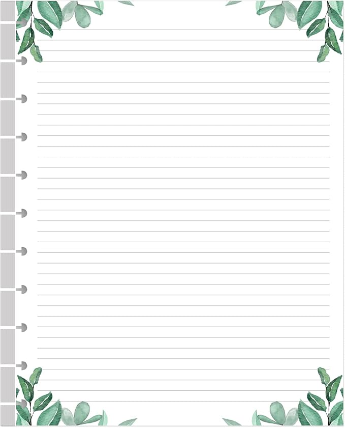 A4 TUL Discbound Lined Refill Paper, 11-Disc Discbound Ruled Filler Paper, 100Sheets / 200Pages Loose-Leaf Line Paper, 100gsm White Paper, 8.5'' x 11'', Leaf