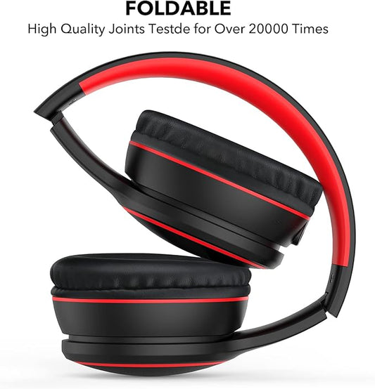 RORSOU B10 Bluetooth Headphones Over Ear, 2 EQ Music Modes(Normal/Bass) and 50H Playtime Wireless Headphones with Mic, Lightweight Folding HiFi Stereo Headset for iPad/Travel/Tablet/PC/Home (Black)