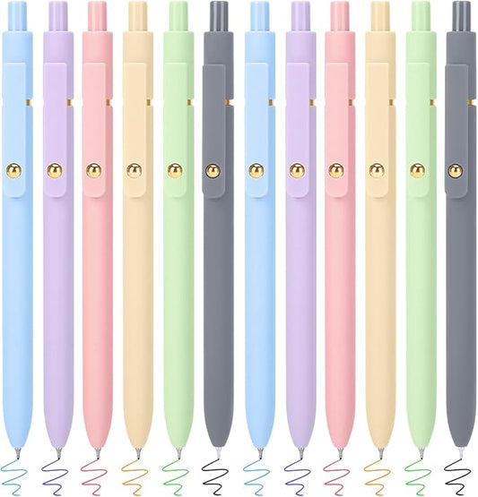 FIOVER Colored Pens, 12 Pack Colorful Gel Pens, Quick-Dry 0.7mm Medium Point for Journaling, Note Taking, Doodling, Aesthetic Office School Supplies, Gifts for Women Men(12PCS Multiple Colors)