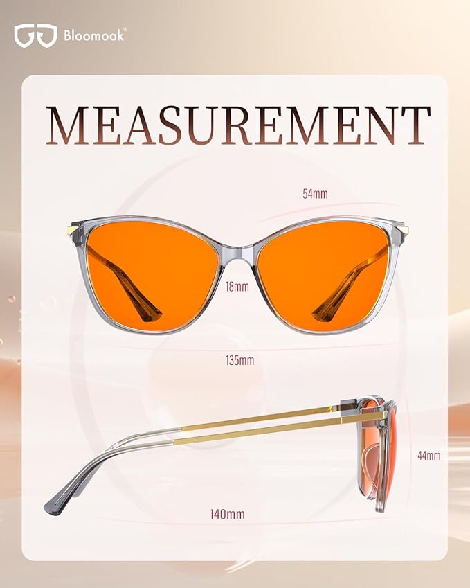 Bloomoak Cat-Eye Blue-Light Glasses | 99% Filter Amber Lens |Oversized frames Make you Look Younger| Sleep & Gaming