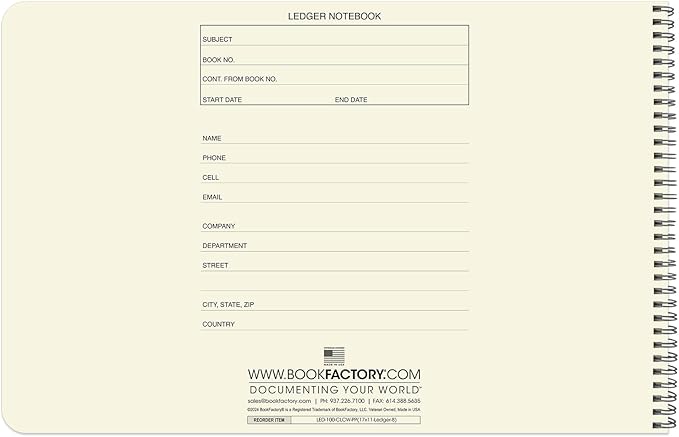 BookFactory Accounting Ledger Notebook/Large 8 Column Accounting Ledger Columnar (Eight Columns) Log Book - 17'' x 11'', 100 Pages, Wire-O Landscape Format (LED-100-CLCW-PP(17x11-Ledger-8)-AX)