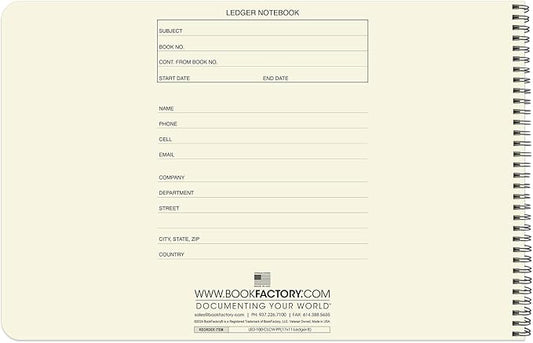 BookFactory Accounting Ledger Notebook/Large 8 Column Accounting Ledger Columnar (Eight Columns) Log Book - 17'' x 11'', 100 Pages, Wire-O Landscape Format (LED-100-CLCW-PP(17x11-Ledger-8)-AX)