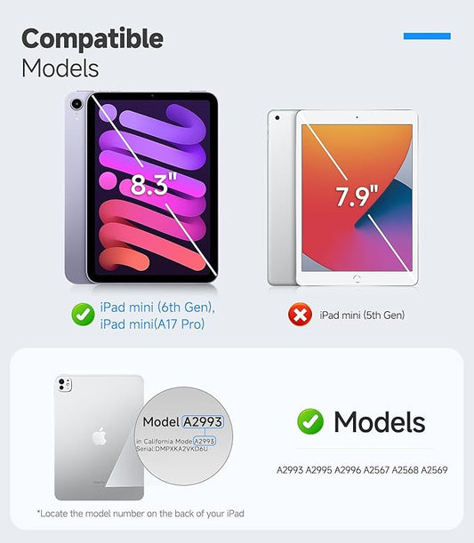 iGluz 2 Pack for iPad Mini 8.3"(A17 Pro 7th/6th Gen 2024/2021) 9H+ Tempered Glass Screen Protector with Easy-Install Box[12FT Grade Shatterproof] Apple Pencil Compatible,HD Clarity,Scratch Resistant