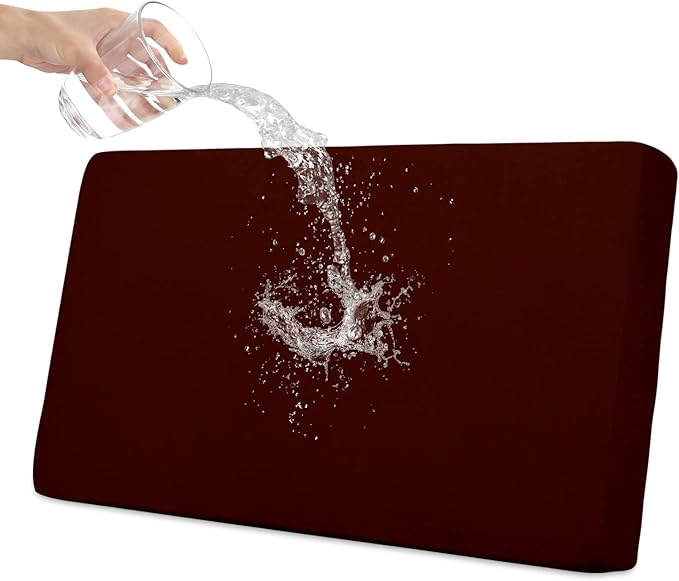 Easy-Going 100% Waterproof Loveseat Sofa Seat Cushion Slipcovers Couch Cushion Cover Stretch Furniture Protector for Kids, Pets (Loveseat Cushion, Wine)
