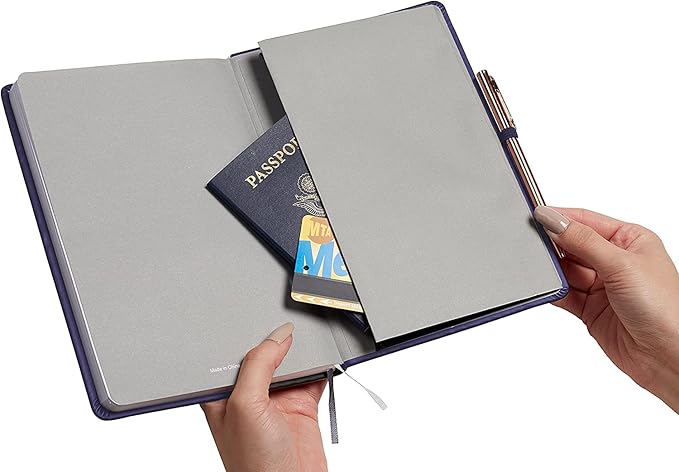 Eccolo Hardbound Writing Journal, Cool Jazz, 192 Pages of Cream Lined Paper with Elastic Band Closure, Lay Flat Design, Interior Gusset Pocket and Double Bookmarks (Eggplant, 7.25-x-9.6 Inches)