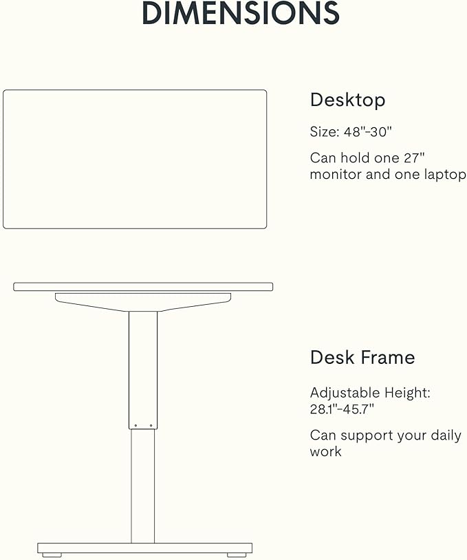 FLEXISPOT EN1 One-Piece Standing Desk, 55 x 28 Inches Electric Height Adjustable Desk for Home Office (White Frame + White Wood Grain Desktop)