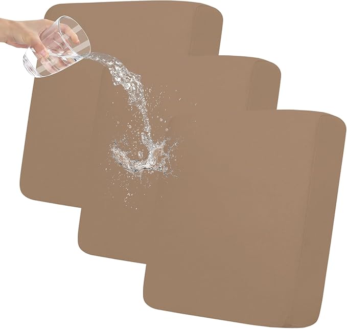 Easy-Going 100% Waterproof Chair Oversized Sofa Seat Cushion Slipcovers Couch Cushion Cover Stretch Furniture Protector for Kids, Pets (3-Piece Oversized Sofa Cushion, Camel)