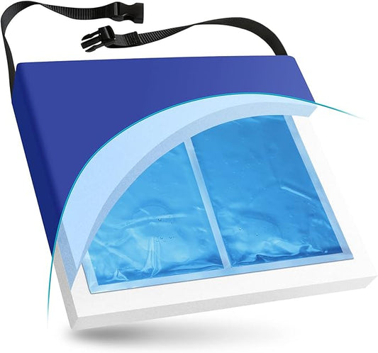 NYOrtho Gel Wheelchair Cushion - Cooling Gel Pad for Sitting - Non-Slip, Water-Resistant Seat Cushion for Pressure Relief - Ideal for Wheelchairs and Office Chairs - 16" x 16" x 3"