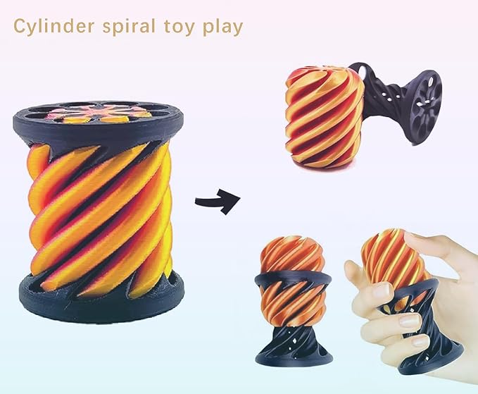 3D Printed Spiral Fidget Toys Impossible Pyramid Passthrough Sculpture Mini Cones Pass Through Pyramid Fidget Toy (Green Black)