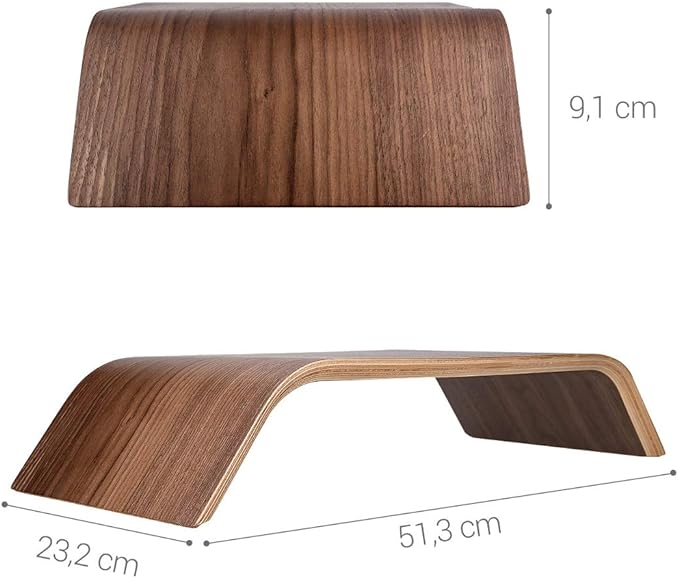 kalibri Wood Monitor Stand Riser - Computer Desk Holder Desktop Dock Wooden Mount Display for PC TV Screen Notebook Laptop - Walnut