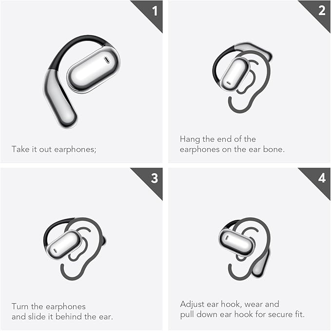 Open Ear Bluetooth 5.4 Earbuds, Wireless Headphones Sport Over Earphones Built-in Mic with Ear Hooks 50H Playtime with LED Display Charging Case Ergonomic IPX7 Waterproof for Running Fitness