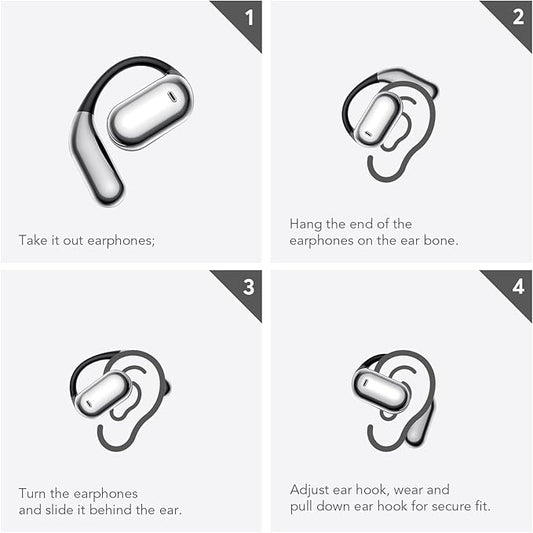 Open Ear Bluetooth 5.4 Earbuds, Wireless Headphones Sport Over Earphones Built-in Mic with Ear Hooks 50H Playtime with LED Display Charging Case Ergonomic IPX7 Waterproof for Running Fitness