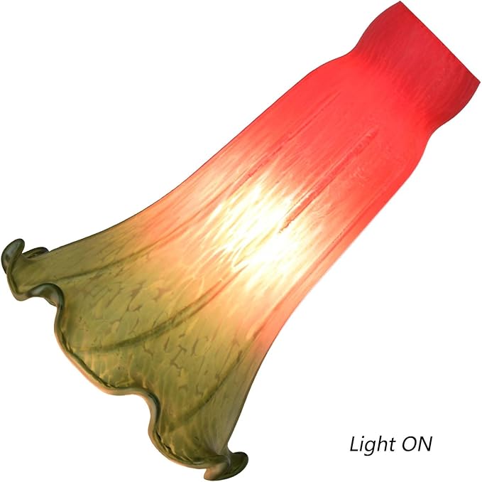 Bieye LS68 Lily Flower Blown Glass Lampshade (Red Green, Opening I.D. 1.26" x O.D. 1.5")