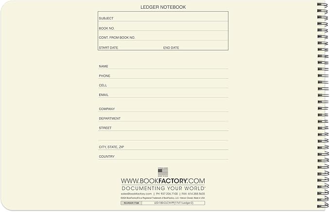 BookFactory Accounting Ledger Notebook/Large 3 Column Accounting Ledger Columnar (Three Columns) Log Book - 17'' x 11'', 100 Pages, Wire-O Landscape Format (LED-100-CLCW-PP(17x11-Ledger-3)-AX)