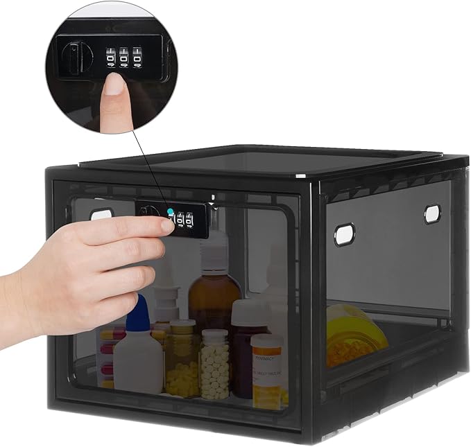 Lalifebuss Medicine Lock Box, Medication Lockable Container for Refrigerator Food Safe Locking Box Tablet Phone Locked Box for Kitchen Home School and Office Safety