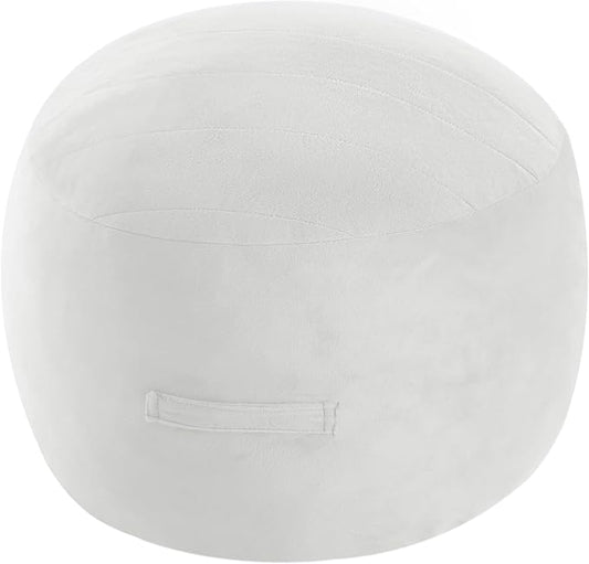 MeMoreCool Round Stuffed Pouf Ottoman Foot Rest, Floor Pouf Foot Stool with Soft Foam Chunk Filling, Small Round Ottoman Footstool Circle Footrest for Living Room, Off-White