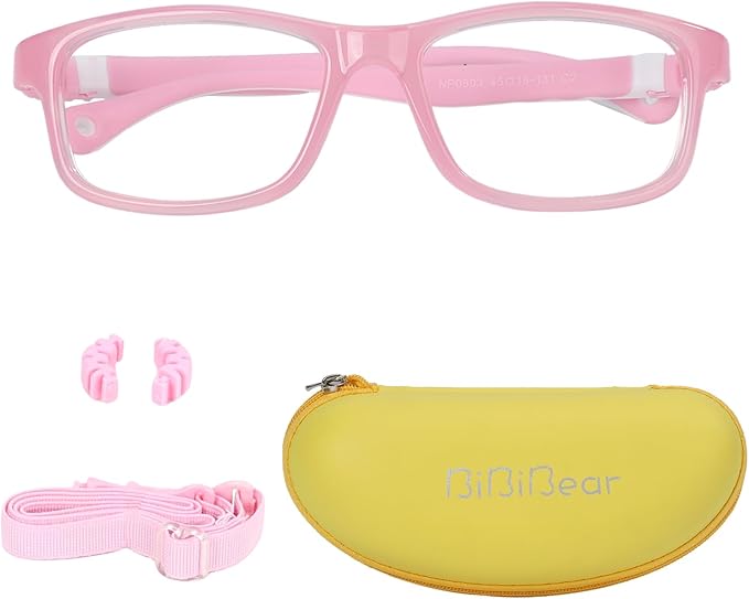 BiBiBear Toddler/Kids/Teens Glasses - Unbreakable TR90 Frame, 180° Flexible, Lightweight & Safe Glasses for Kids Age 2-15
