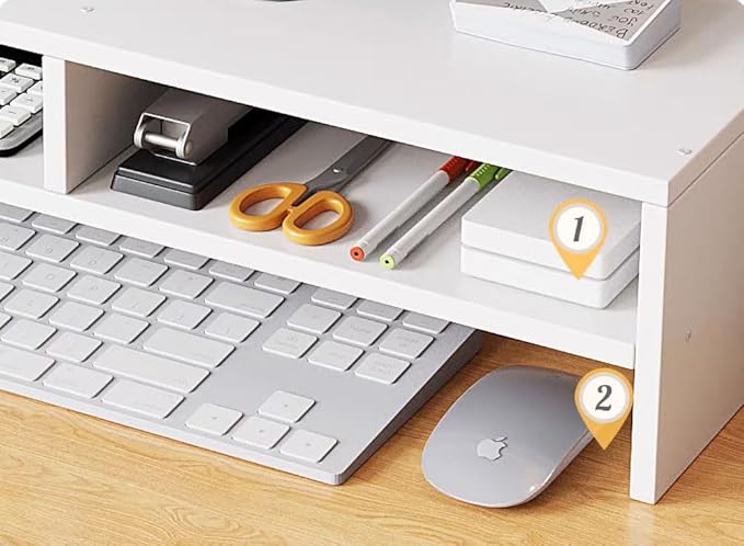 Computer Monitor Stand Riser,Double-layer monitor bracket + 3-layer independent storage rack,Desktop Organizer, Computer Monitor Stand for Screen, Laptop, Printer, Bookshelf for Home & Office.