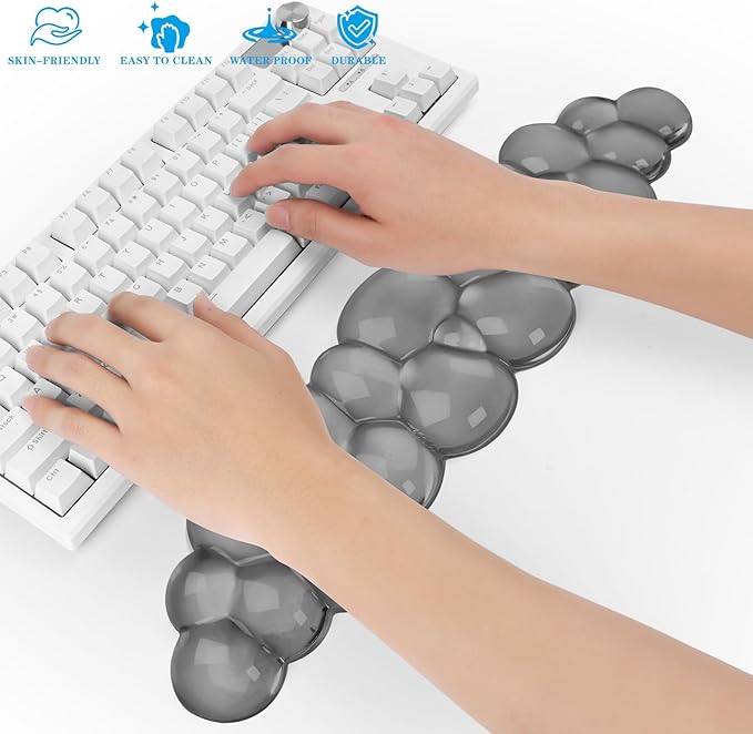 Gel Cloud Keyboard Wrist Rest, Cute Wrist Support and Arm Support Keyboard Rest for Keyboard Typing Pain Relief，Suitable for Office/Computer/Laptop/Gaming（Keyboard Wrist Rest Gray ）