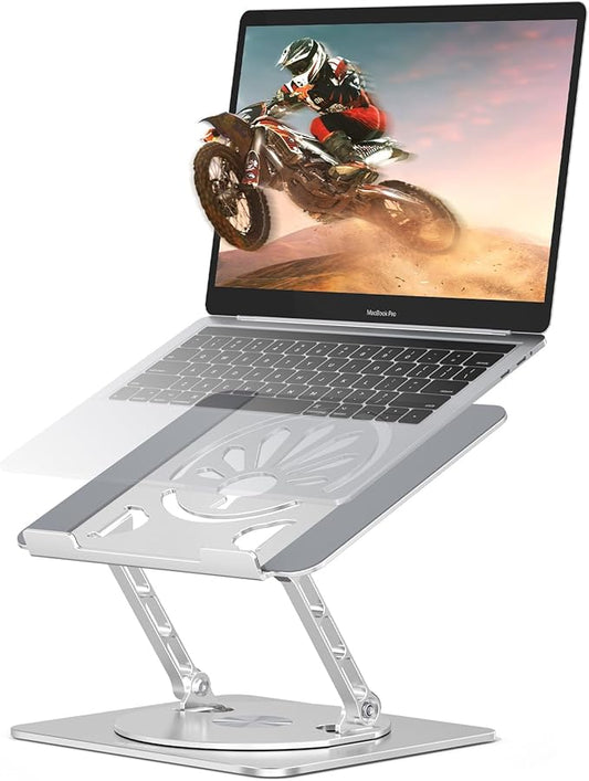 Adjustable Laptop Stand for Desk-360° Rotating Foldable Laptop Holder Ergonomic Laptop Riser for MacBook Pro/Air Dell HP Lenovo Notebook up to 16",Silver