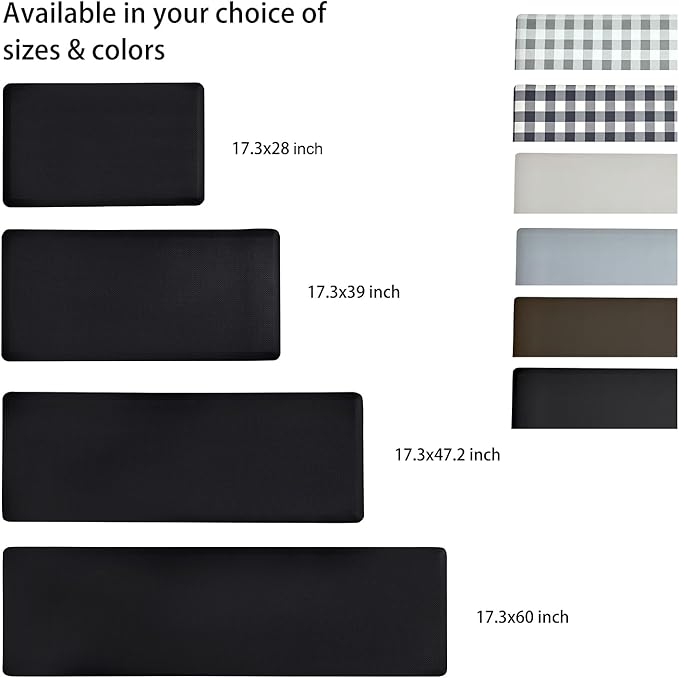 Anti Fatigue Kitchen Rugs Kitchen Mats for Floor,Cushioned Non-Slip Waterproof Ergonomic Comfort Runner Rug Standing Mat for Kitchen,Doing Dishes,Floor,Home,Office,Laundry,Black,17.3"x39"