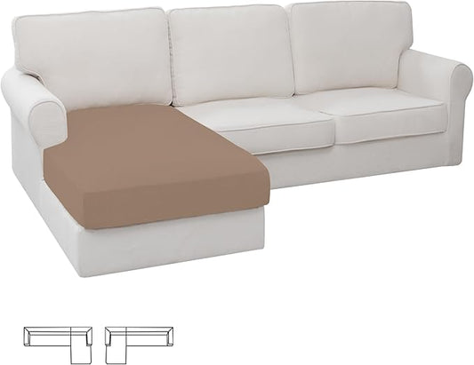 Easy-Going Stretch Sectional Couch Covers 1 Piece Chaise Lounge Slipcover L Shape Separate Cushion Couch Seat Chaise Cover for Both Left/Right Sectional Couch Camel