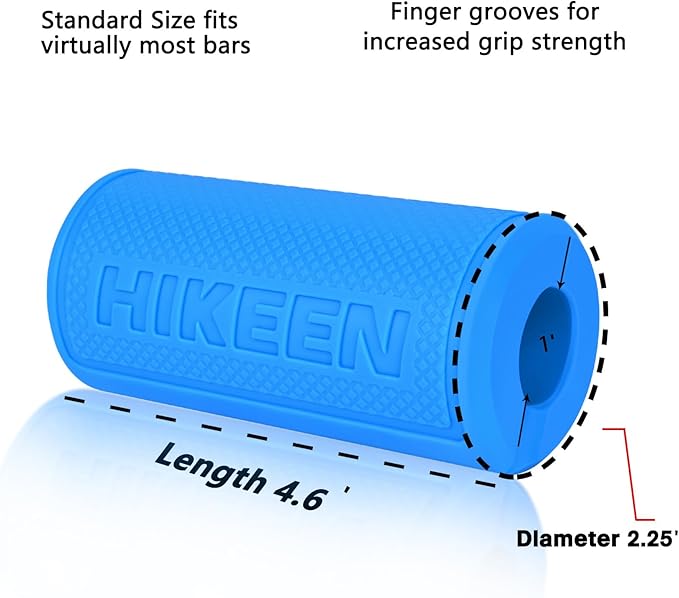 Hikeen Thick Bar Dumbbell Grips,Non Slip Hard Rubber Barbell Grips,Grips for Weight Lifting, Muscle Building-1.77", 2", 2.25" & 2.75" Outer Diameter