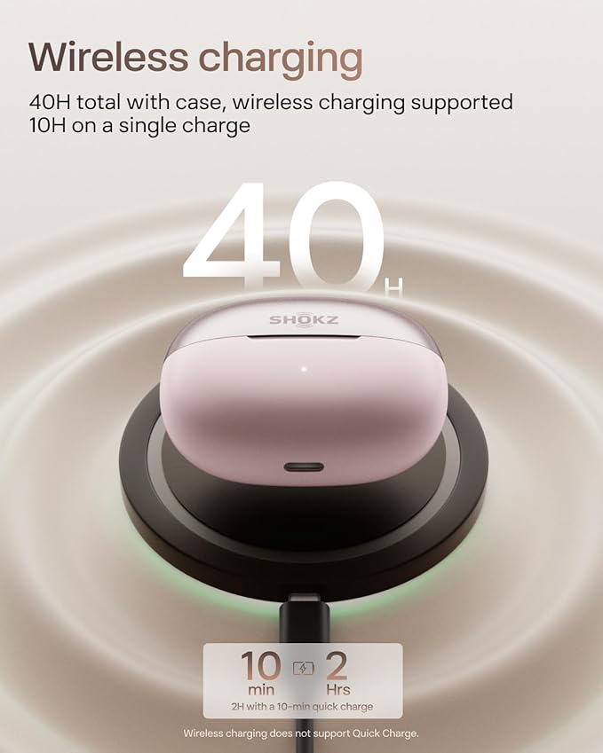 SHOKZ OpenDots ONE - Open-Ear Headphones - Wireless Bluetooth Earbuds with Microphone - Secure, Lightweight, Clip-On Fit - Premium Dolby Audio - Water Resistant - Fast Charging - Up to 40 hrs Playtime