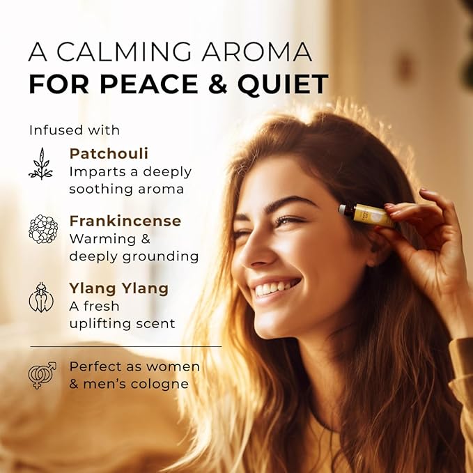 Gya Labs Peace Essential Oil Roll on - 100% Pure Natural Calming Oil for Fatigue, Blend with Patchouli, Frankincense, Aromatherapy Relaxation Gifts for Women and Men, Travel Size (0.34 Fl Oz)