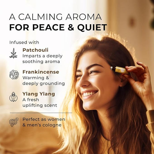 Gya Labs Peace Essential Oil Roll on - 100% Pure Natural Calming Oil for Fatigue, Blend with Patchouli, Frankincense, Aromatherapy Relaxation Gifts for Women and Men, Travel Size (0.34 Fl Oz)