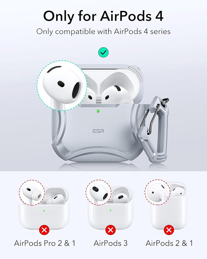 ESR for AirPods 4 Case, Compatible with AirPods 4th Generation Case (2024), Compatible with MagSafe, Powerful Drop Protection, Magnetic Lid, Cyber Series, Desert Titanium,Gray