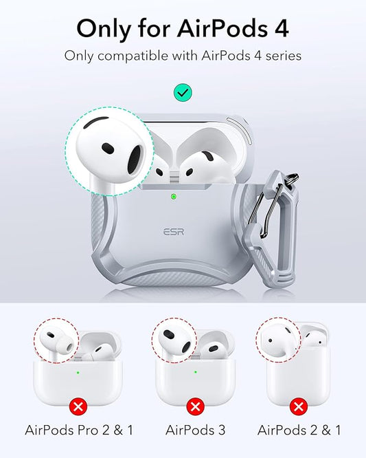 ESR for AirPods 4 Case, Compatible with AirPods 4th Generation Case (2024), Compatible with MagSafe, Powerful Drop Protection, Magnetic Lid, Cyber Series, Desert Titanium,Gray