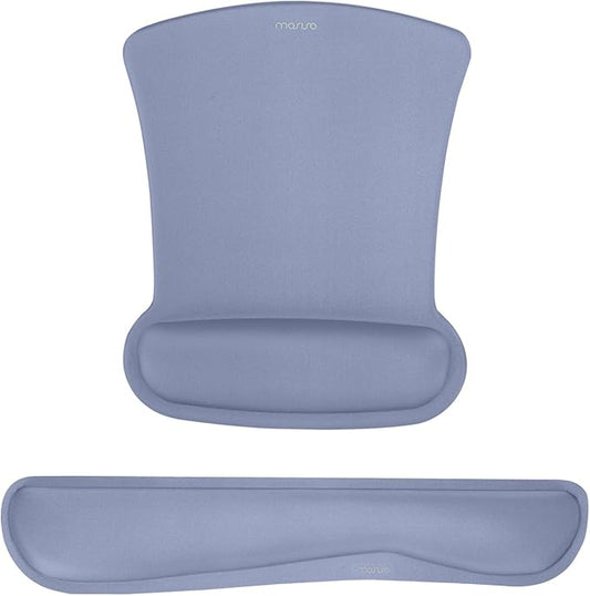 MOSISO Wrist Rest Support for Mouse Pad & Keyboard Set, Ergonomic Mousepad Non-Slip Base Home/Office Pain Relief & Easy Typing Cushion with Neoprene Cloth & Raised Memory Foam, Lavender Gray