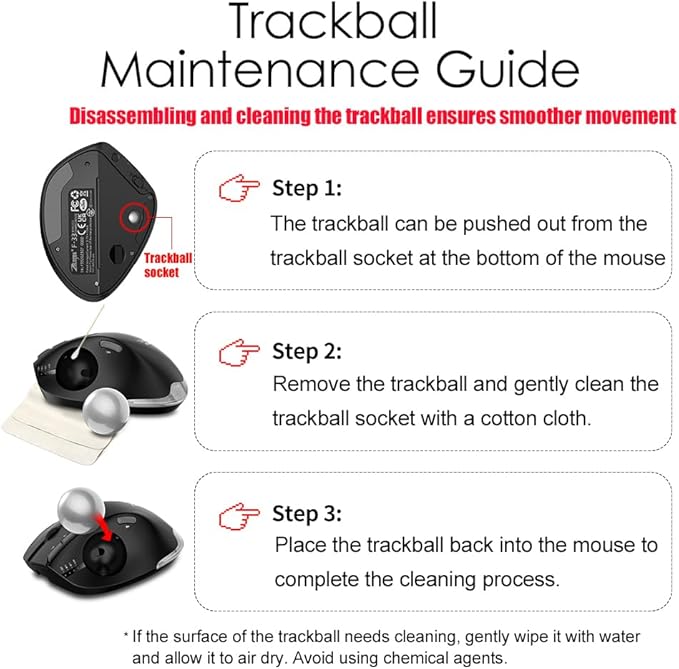 zelotes Wireless Trackball Mouse,Bluetooth Mouse,Rechargeable,4800 DPI, 2-in-1(BT 5.0/3.0+2.4GHz USB Receiver), 8 Buttons,Ergonomic Design,LED Lighting,for Laptop, PC, Pad,Black