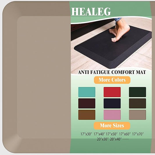 Anti Fatigue Floor Mat,Kitchen Mat, Standing Desk Mat – Comfort at Home, Office, Garage - Polyurethane(PU) Foam (Beige, 40" L x 17" W x 1" Th)