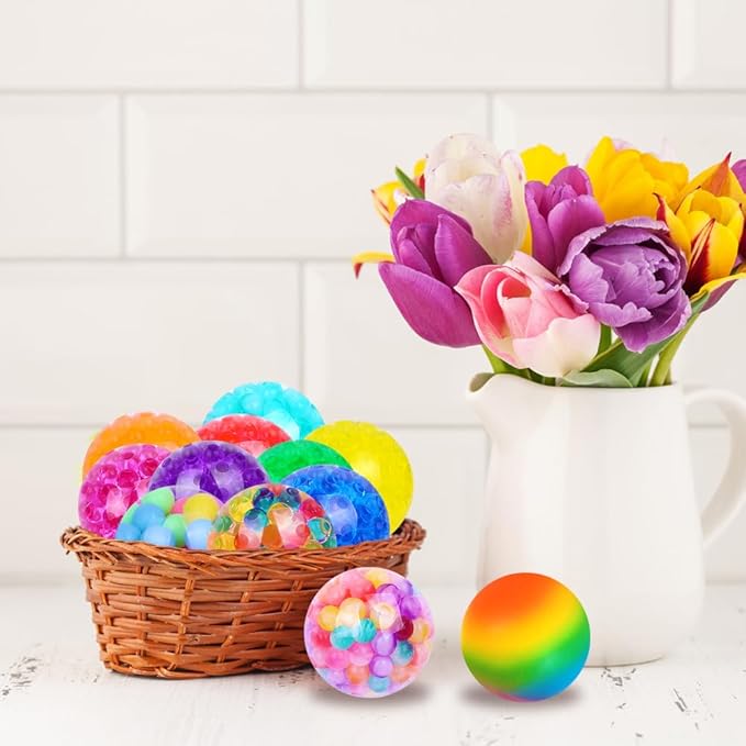 Squishy Balls for Adult Stress Relief - 12pc Set with Squeeze Fidget Balls for Party Favors & Gifts
