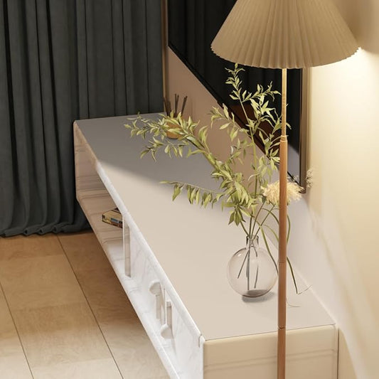 Leather Desk Mat - 18x36 Inch Waterproof Easy to Clean Can Conceal Flaws Protector The Table Top from Scratches Used for Coffee Table Office Table Dresser(Off White+Light Gray 18x36)