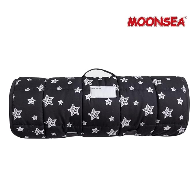 Toddler Sleeping Bag Nap Mat Black with Fleece Blanket, Lightweight, Soft Perfect for Kids Preschool, Daycare, Travel Sleeping Bag Boys Girls, 21" x 50" Fit Standard Cot