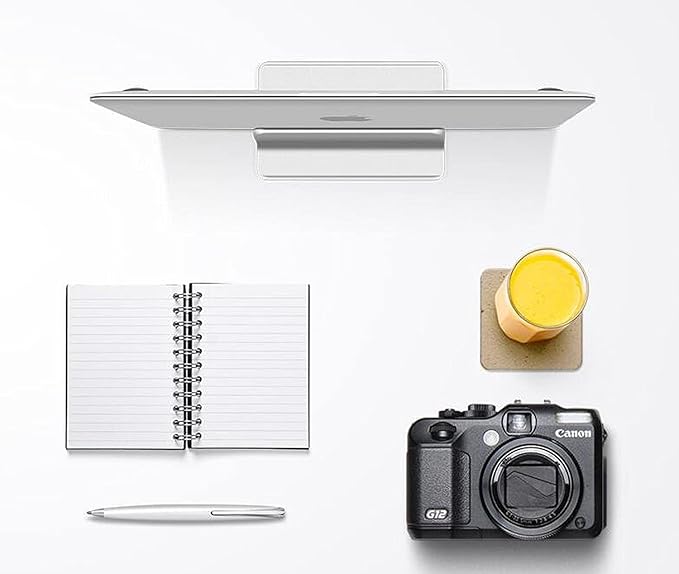 Vertical Laptop Stand for Desk [Adjustable] Sturdy Aluminum Dock Fits All Laptops (up to 20.3 inches) Space Saving, Modern Compact Holder, Compatible with MacBook Pro/Air, Surface, HP, Dell (Silver)