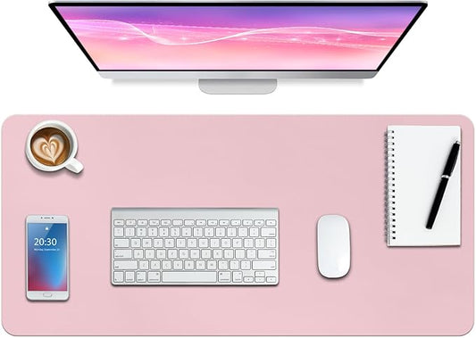 Boutilon Leather Desk Pad Protector,Non-Slip Mouse Pad,Laptop Desk Pad,Office Mouse Mat,Waterproof Leather Desk Blotter,Desk Writing Pad for Office and Home (M-Light Pink,30"x14")