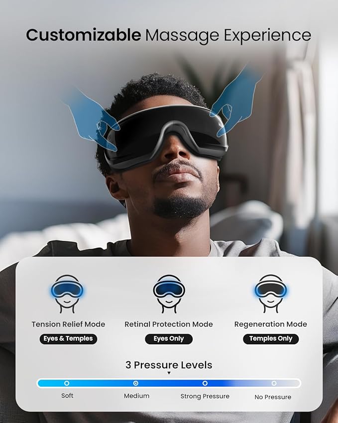 RENPHO Eyeris 3 Eye Massager with Heat and Cooling for Migraines, Voice Control Eye Mask, Eye Care Device with DIY Massage Setting, Birthday Gifts for Women/Men, Reduce Dry Eyes