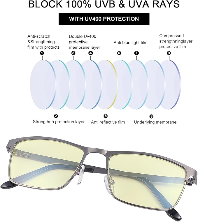 YIMI Blue Light Blocking Glasses UV400 With Spring Hinge Computer Gaming Blue Light Screen Blocker Glasses for Men Women