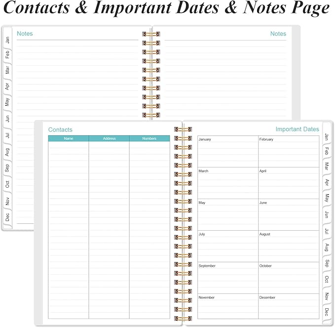2026 Daily & Monthly Planner - One Page Per Day, Daily Planner 2026 from January 2026 to December 2026, Planner 2026 with 12 Monthly Tabs, 6.4" x 8.5", Flower-A