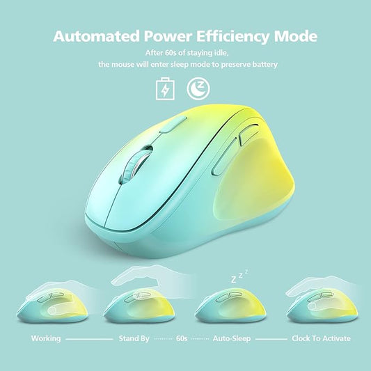 Ergonomic Wireless Mouse with USB Receiver for PC Computer, Laptop and Desktop, Ergo Mouse Vertical with Silent Clicks Long Battery Life, Up to 1600 DPI & 1 AA Battery Powered, YellowBlue