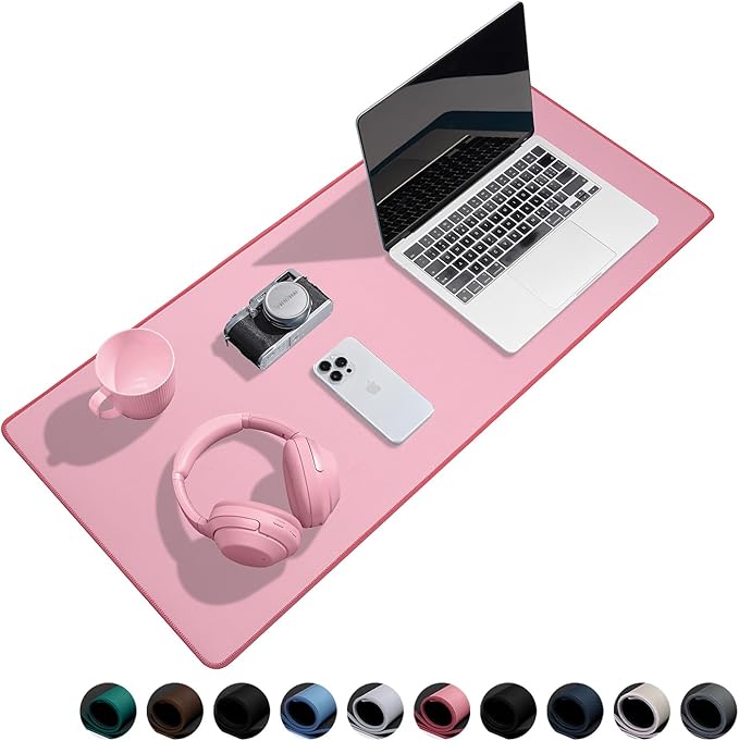 Waterproof Large Gaming Mouse Pad with Durable Stitched Edges, Non-Slip Rubber Base, Smooth Surface Mouse Mat Desk Pad for Home Office Gaming, 27.5"*11.8"*0.08", Dusty Rose