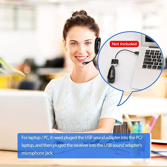 KIMAFUN Headset Wireless Microphone System, No Need Bluetooth, Waterproof Head Mic for Fitness Instructor, Teaching Online, Yoga Classroom, Spinning Coach, Speaker, iPhone, Android Phone, G100-1