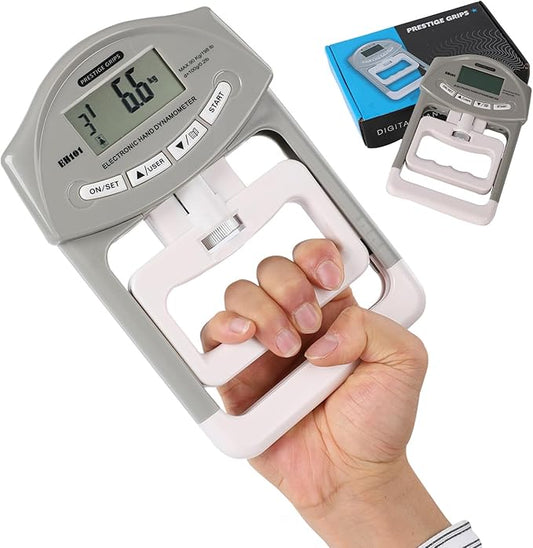 Grip Strength Tester - Hand Strengthening Device With Precision Sensors & Adjustable Handle - Hand Dynamometer Fits Most Hands - 90 Kgs/198 Lbs. Max Power Reading - For Home - Sports - Rehab & Clinical Use